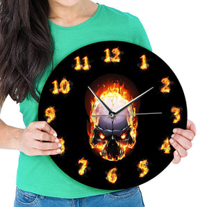 Burning Skull Wall Clock