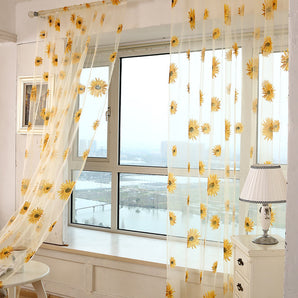 Sunflower Printing Translucent Curtains